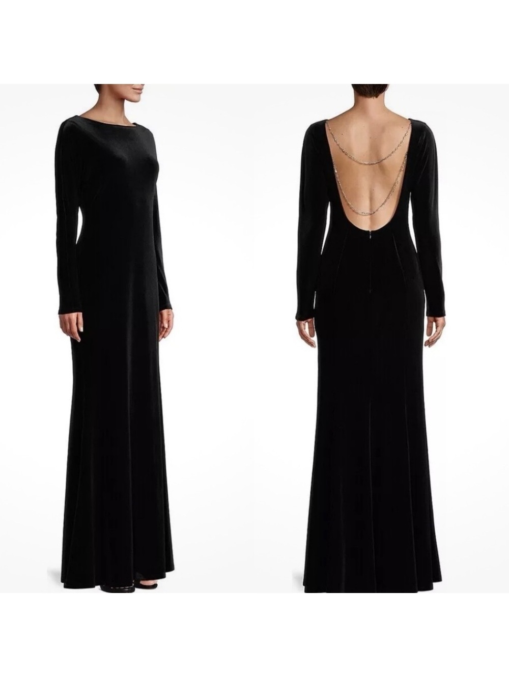 Donna Karan NY Jewel Low Back Velvet Gown in Purple, Size 10 NEW w/Tag $450